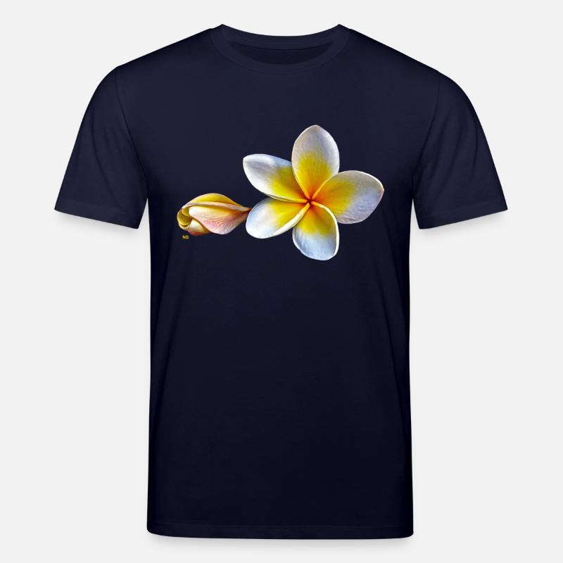 Weisse plumeria oder Frangipani Blume - Stanley/Stella Unisex Bio-T-Shirt CREATOR  - Navy