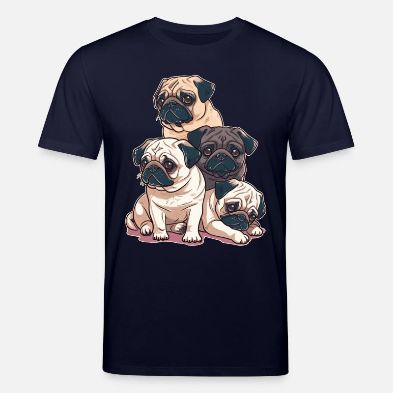 Pug Stack - Stanley/Stella CREATOR Unisex Organic T-Shirt - navy