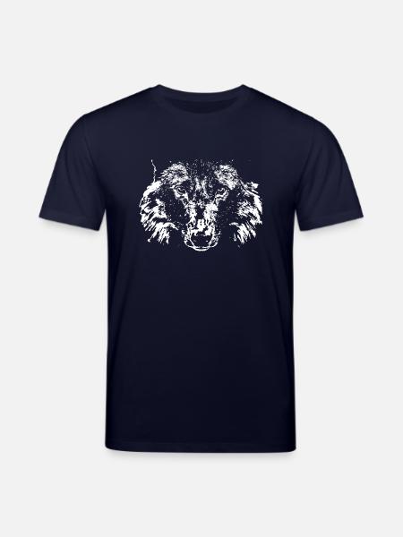 wolf,white,illustration,portrait,front - Stanley/Stella CREATOR Unisex Organic T-Shirt - navy