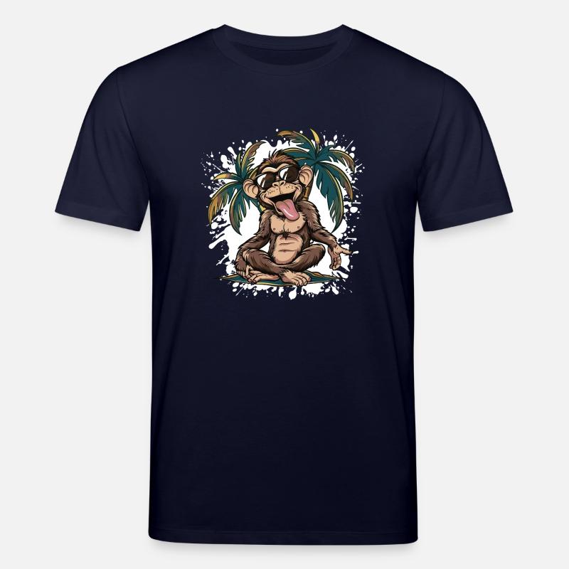 Monkey Island Palm Tree - Stanley/Stella CREATOR Unisex Organic T-Shirt - navy