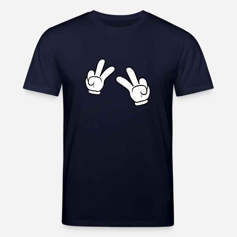Comic Hands Peace Sign - Stanley/Stella CREATOR Unisex Organic T-Shirt - navy