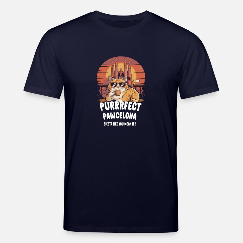 Pawcelona Barcelone Cat Design - T-shirt bio CREATOR Stanley/Stella Unisexe - marine