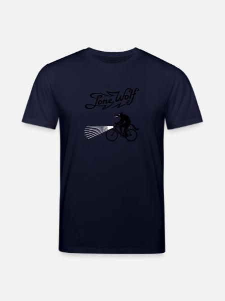Lone Wolf on bike - Stanley/Stella CREATOR Unisex Organic T-Shirt - navy
