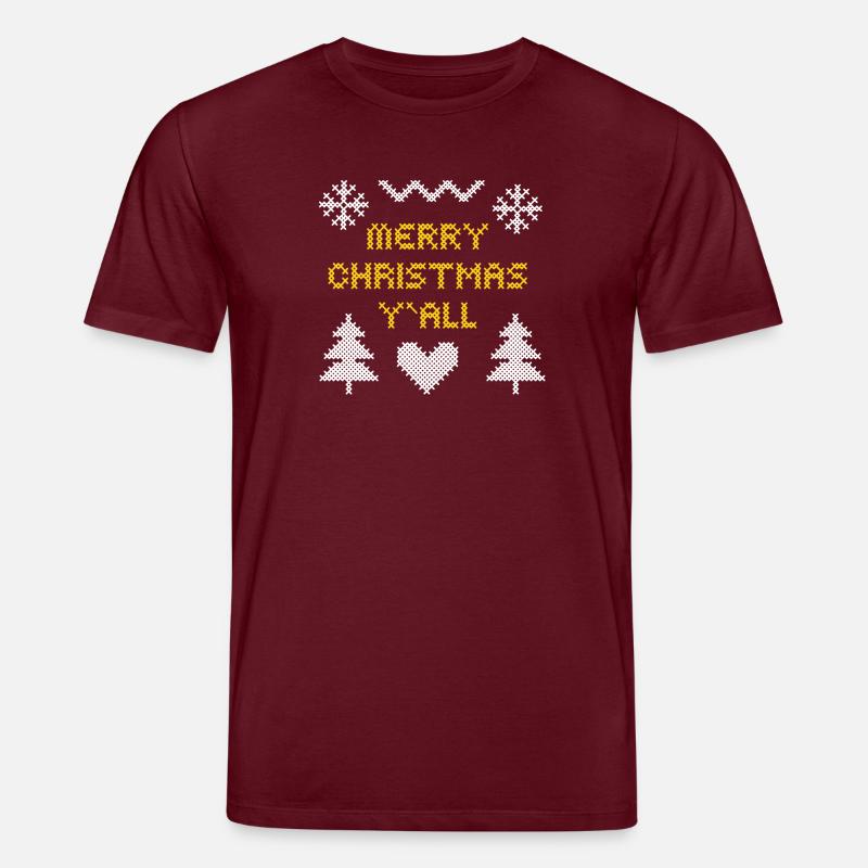 Frohe Weihnachten Pixel Art Design - Stanley/Stella Unisex Bio-T-Shirt CREATOR - Burgunderrot