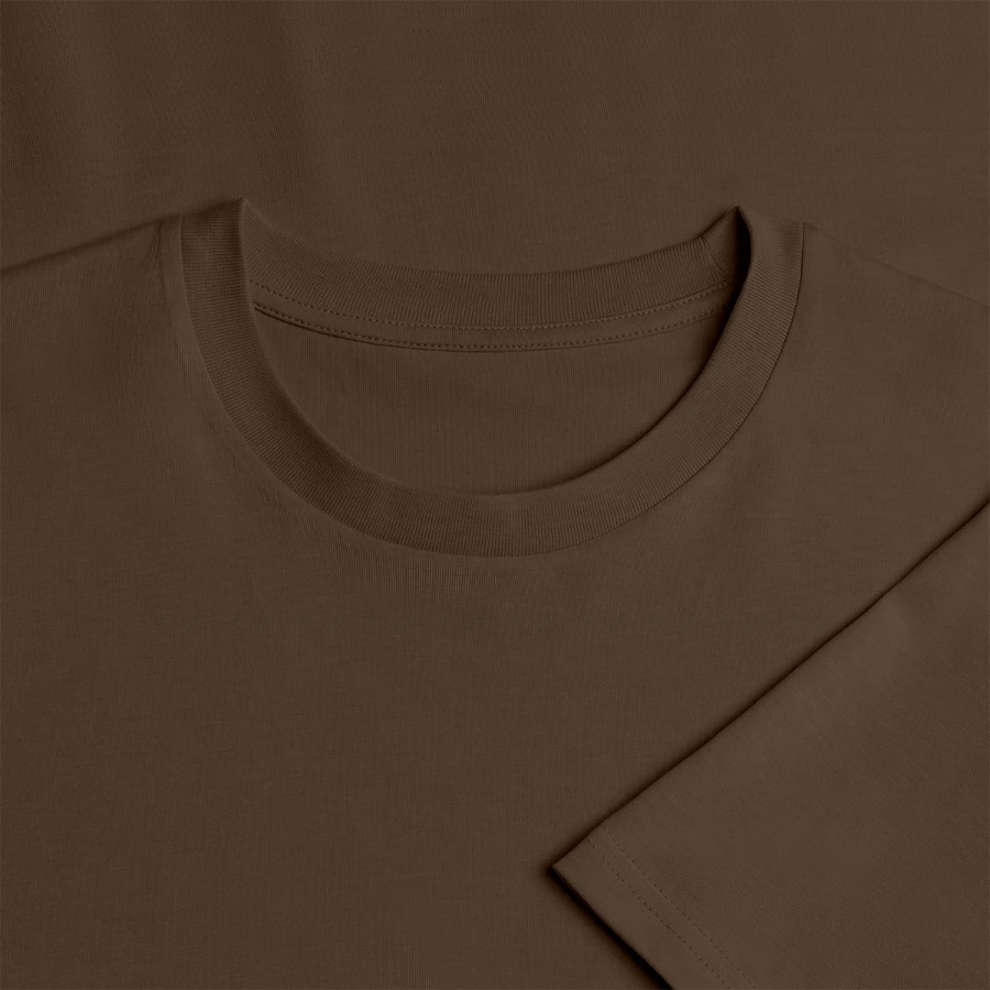 Agrigento badge on a stanley/stella creator unisex organic t-shirt, mocha, neck label