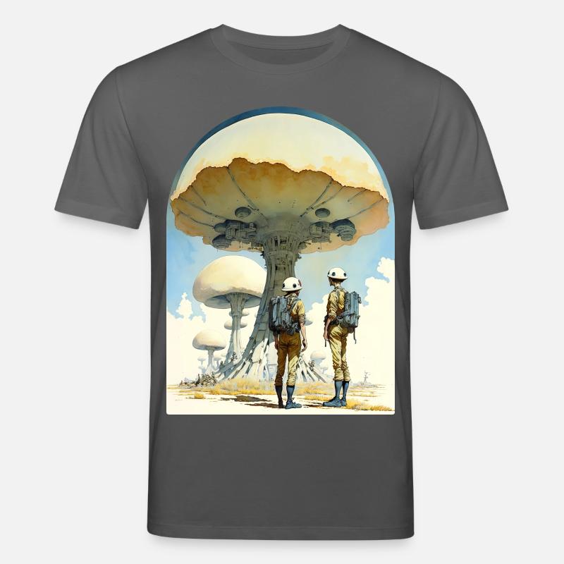 Mushroom Digital Space Art 70s - Stanley/Stella Unisex Bio-T-Shirt CREATOR  - Anthrazit
