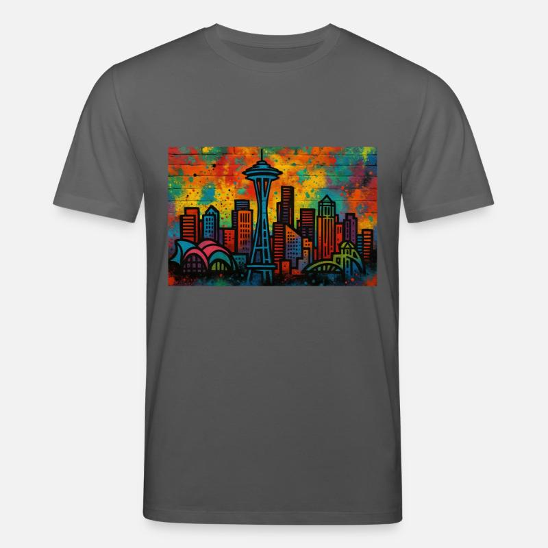 Graffiti der Seattle Skyline - Stanley/Stella CREATOR Unisex Organic T-Shirt - anthracite