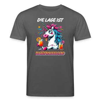 Karneval Einhorn Alkohol Lustig Party Cocktail Fun - Stanley/Stella Unisex Bio-T-Shirt CREATOR  - Anthrazit - Vorne - Alina (178cm) & Michal (187cm)