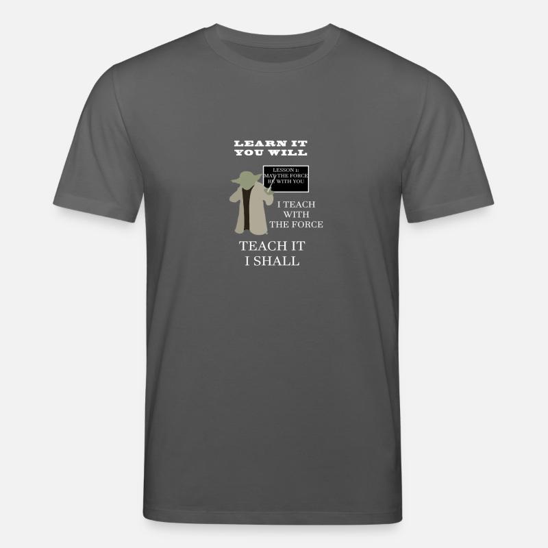 Teacher tech with master Yoda - Stanley/Stella CREATOR Unisex Organic T-Shirt - anthracite