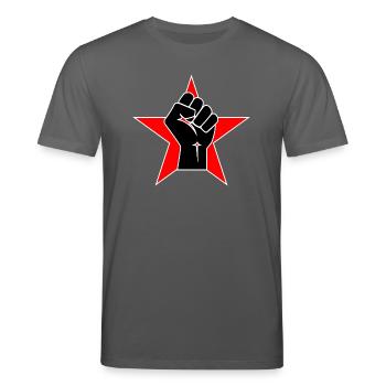 Raised Fist Logo 2 - T-shirt bio CREATOR Stanley/Stella Unisexe - charbon - Devant - Alina (178cm) & Michal (187cm)