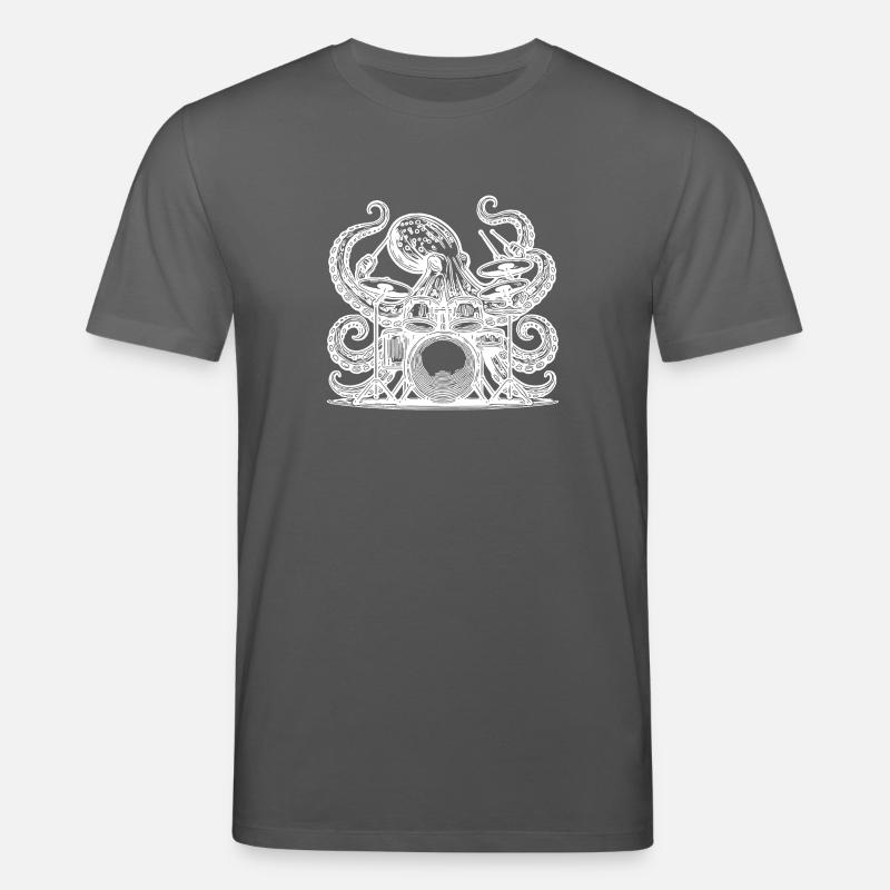 Cool octopus on drums - Stanley/Stella CREATOR Unisex Organic T-Shirt - anthracite