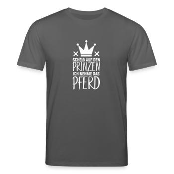 Scheiß auf DEN PRINZEN Ich nehme das Pferd - Stanley/Stella Unisex Bio-T-Shirt CREATOR  - Anthrazit - Vorne - Alina (178cm) & Michal (187cm)