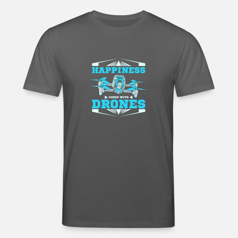 Happiness comes with drones - Stanley/Stella Unisex Bio-T-Shirt CREATOR  - Anthrazit