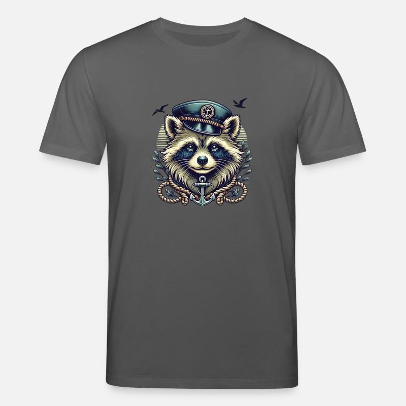 Maritimer Waschbär im SeemannslooK - Stanley/Stella Unisex Bio-T-Shirt CREATOR  - Anthrazit