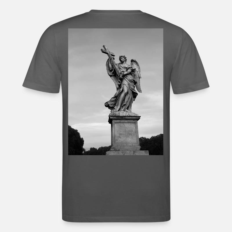 Engelstatue mit Kreuz in Grau - Stanley/Stella Unisex Bio-T-Shirt CREATOR  - Anthrazit