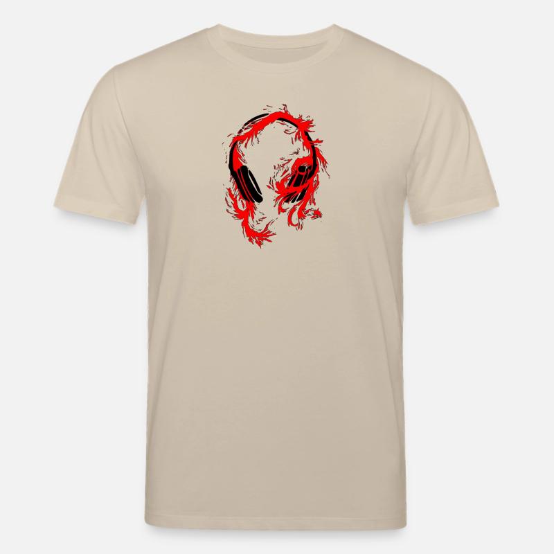Kopfhörer Wolf Rot auf Schwarz - Stanley/Stella Unisex Bio-T-Shirt CREATOR  - Beige