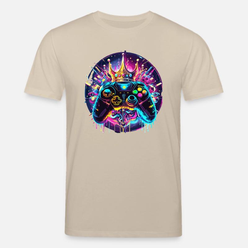 Synthwave Gamer Controller mit Krone - Stanley/Stella Unisex Bio-T-Shirt CREATOR  - Beige