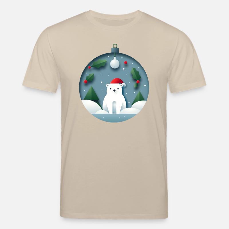Eisbär in Weihnachtskugel - Stanley/Stella Unisex Bio-T-Shirt CREATOR  - Beige