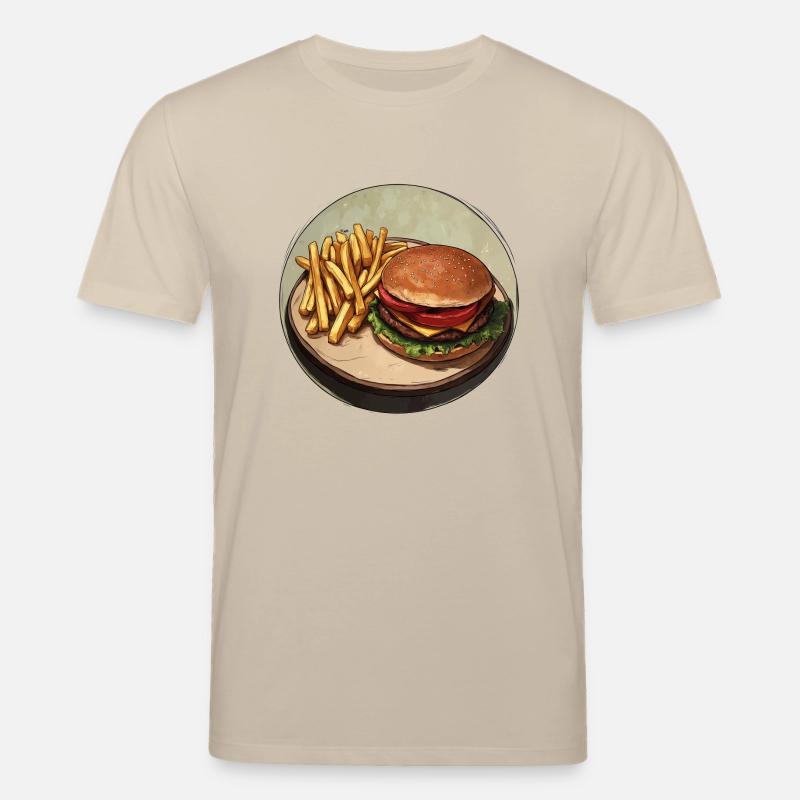 Klassischer Burger mit knusprigen Pommes - Stanley/Stella Unisex Bio-T-Shirt CREATOR - Beige