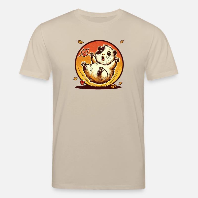 Hamster mit Herbst-Blättern - Stanley/Stella Unisex Bio-T-Shirt CREATOR  - Beige