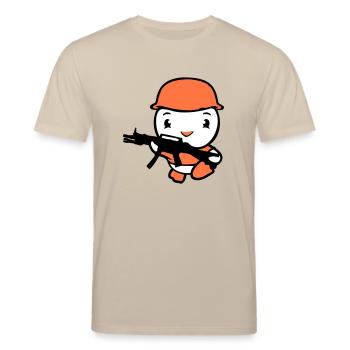 Duck Soldier Army Professional Soldier Helmet Gun Running - Stanley/Stella CREATOR Unisex Organic T-Shirt - beige - Front - Alina (178cm) & Michal (187cm)