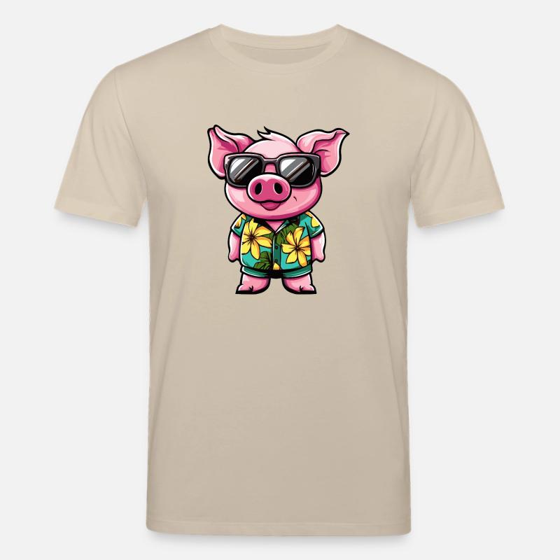 Schwein Comic Urlaub - Stanley/Stella Unisex Bio-T-Shirt CREATOR  - Beige