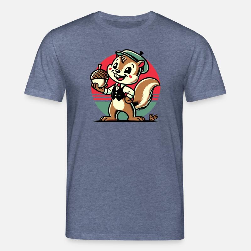 Eichhörnchen mit Haselnuss - Stanley/Stella Unisex Bio-T-Shirt CREATOR  - Dunkelblau meliert