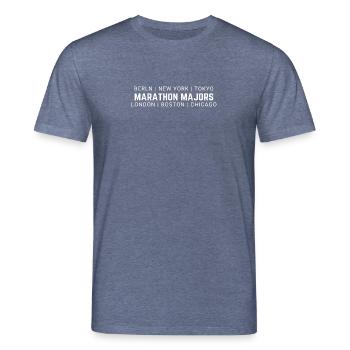 Marathon Majors Berlin New York Tokyo London - Stanley/Stella Unisex Bio-T-Shirt CREATOR  - Dunkelblau meliert - Vorne - Alina (178cm) & Michal (187cm)
