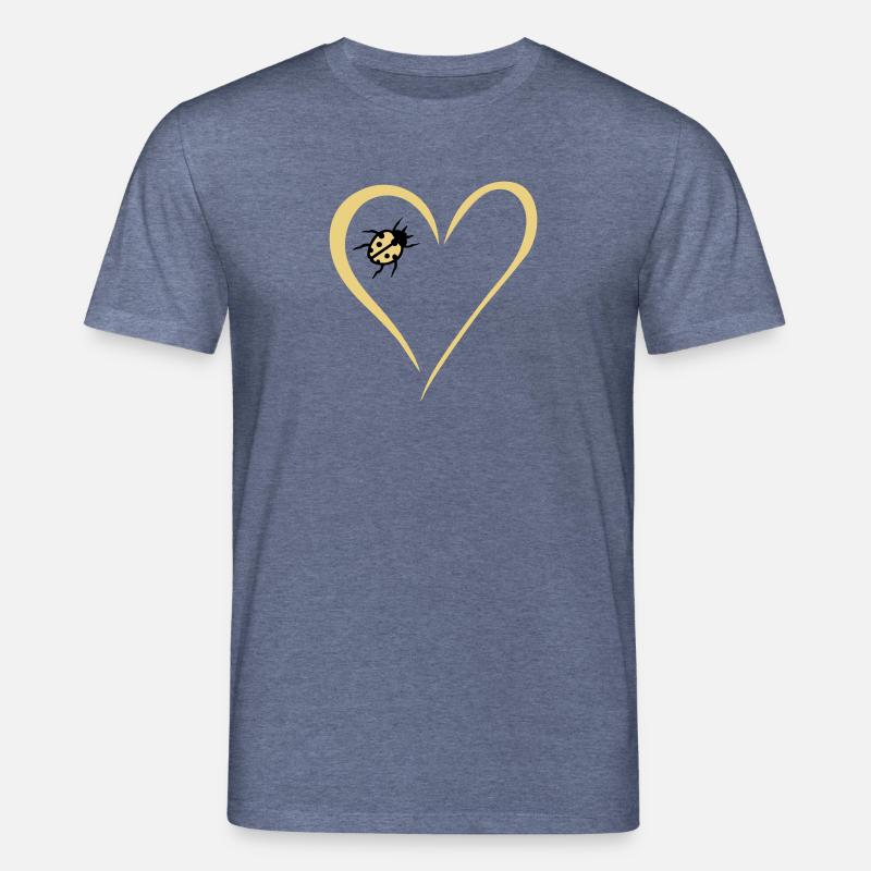 Herz mit Marienkäfer - Stanley/Stella Unisex Bio-T-Shirt CREATOR  - Dunkelblau meliert