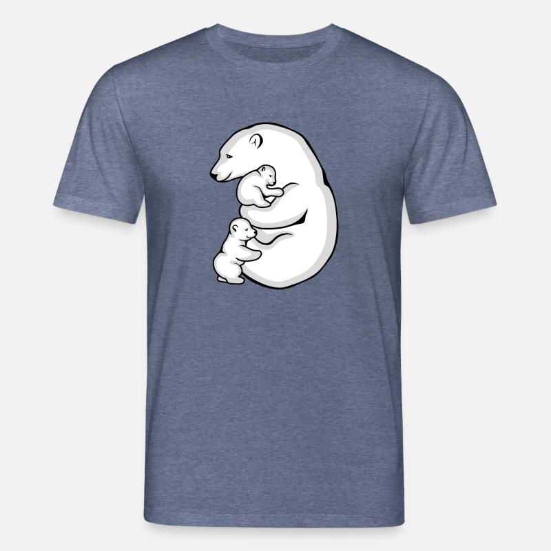 Eisbärin mit ihren beiden Babys - Stanley/Stella Unisex Bio-T-Shirt CREATOR  - Dunkelblau meliert