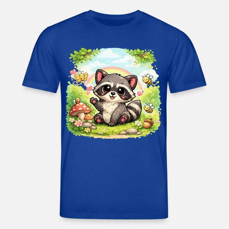 Petit raton laveur dans un paradis fleuri - T-shirt bio CREATOR Stanley/Stella Unisexe - bleu foncé