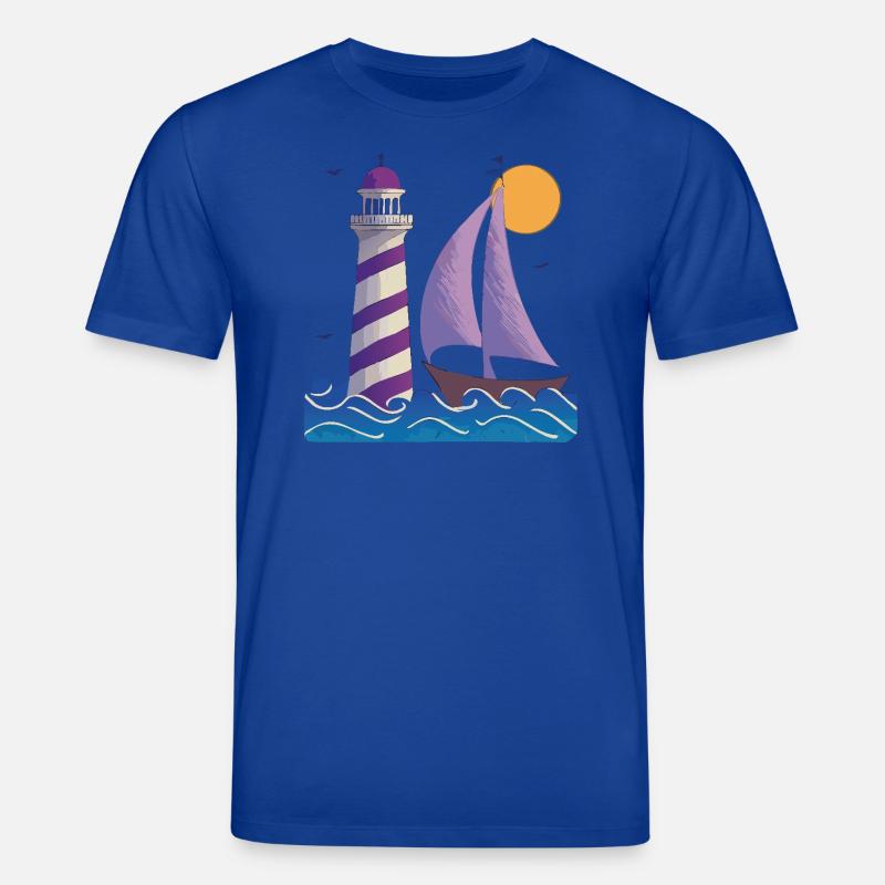 Leuchtturm mit Boot - Stanley/Stella Unisex Bio-T-Shirt CREATOR  - Dunkelblau