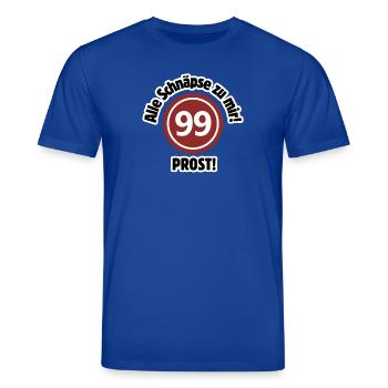 99 – Alle Schnäpse zu mir! Prost! - 99. Geburtstag - Stanley/Stella Unisex Bio-T-Shirt CREATOR  - Dunkelblau - Vorne - Alina (178cm) & Michal (187cm)
