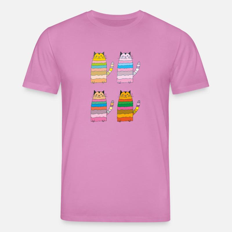 katze geringelt vierfach bunt - Stanley/Stella Unisex Bio-T-Shirt CREATOR  - Pink