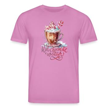 Hot chocolate xmas Weihnachten winter Kakao - Stanley/Stella Unisex Bio-T-Shirt CREATOR  - Pink - Vorne - Alina (178cm) & Michal (187cm)