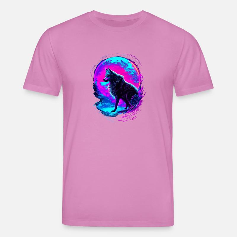 Wolf Neon Moon Synthwave - Stanley/Stella Unisex Bio-T-Shirt CREATOR  - Pink