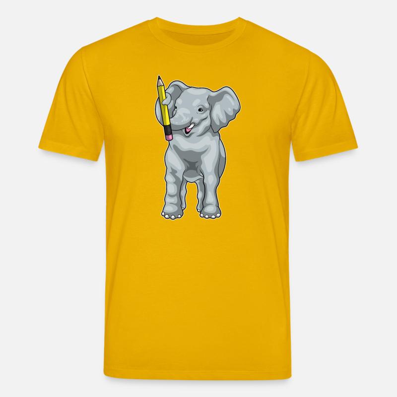 Elefant Schüler Bleistift Schule - Stanley/Stella Unisex Bio-T-Shirt CREATOR  - Spektralgelb