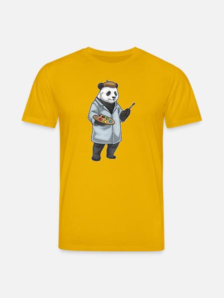 Panda Painter Brush Painting - Stanley/Stella CREATOR Unisex Organic T-Shirt - spectra yellow