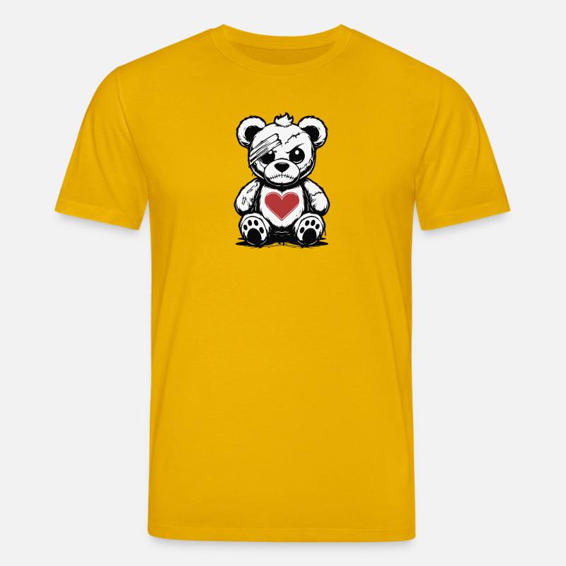 Grumpy Teddy with a good Heart - Stanley/Stella CREATOR Unisex Organic T-Shirt - spectra yellow