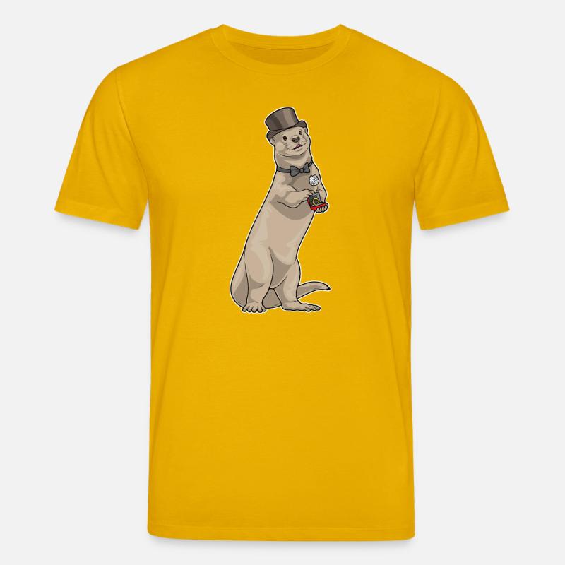 Otter Bräutigam Ehering Hochzeit - Stanley/Stella Unisex Bio-T-Shirt CREATOR  - Spektralgelb