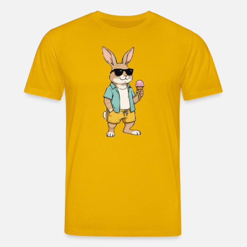 Sonnen Hase mit Eis am Strand - Stanley/Stella Unisex Bio-T-Shirt CREATOR  - Spektralgelb