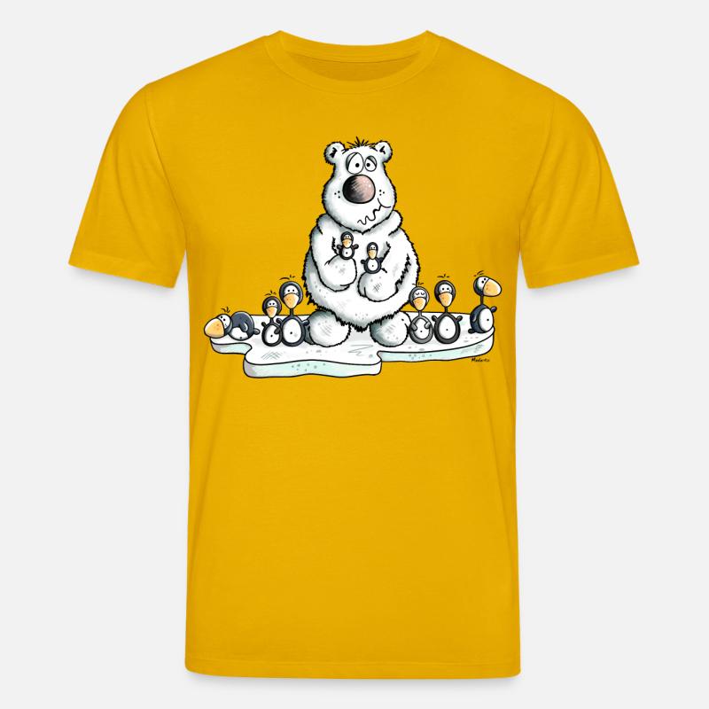 Eisbär mit Pinguinen - Stanley/Stella Unisex Bio-T-Shirt CREATOR  - Spektralgelb