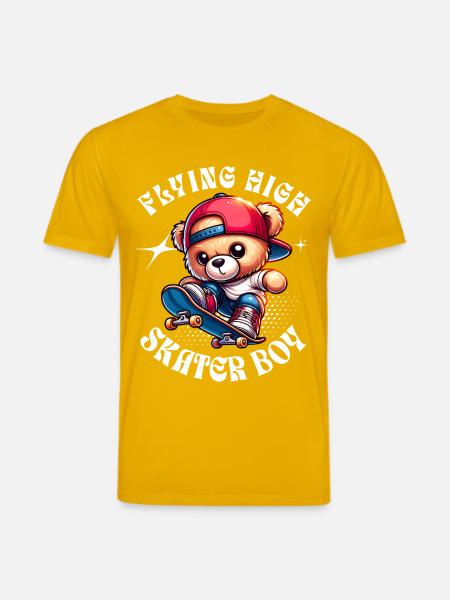 Skater teddy bear on skateboard - Stanley/Stella CREATOR Unisex Organic T-Shirt - spectra yellow