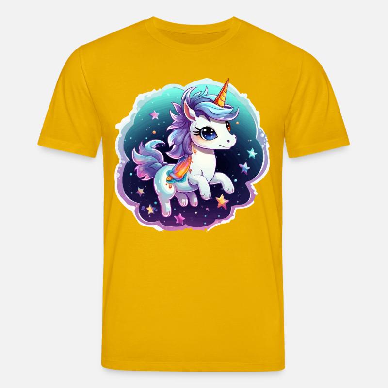 Kosmisches Einhorn mit Schal - Stanley/Stella Unisex Bio-T-Shirt CREATOR  - Spektralgelb