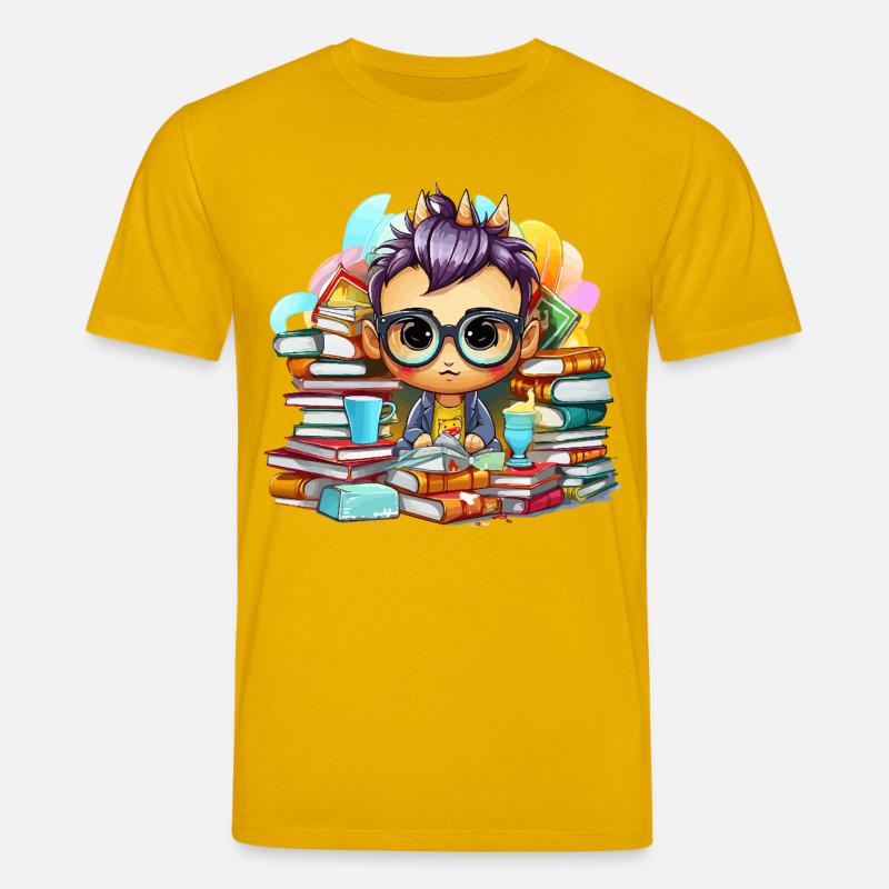 Lernheld Chibi mit Büchern - Stanley/Stella Unisex Bio-T-Shirt CREATOR  - Spektralgelb