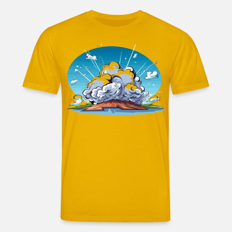 Comic Explosion im Landschaftspanorama - Stanley/Stella Unisex Bio-T-Shirt CREATOR - Spektralgelb