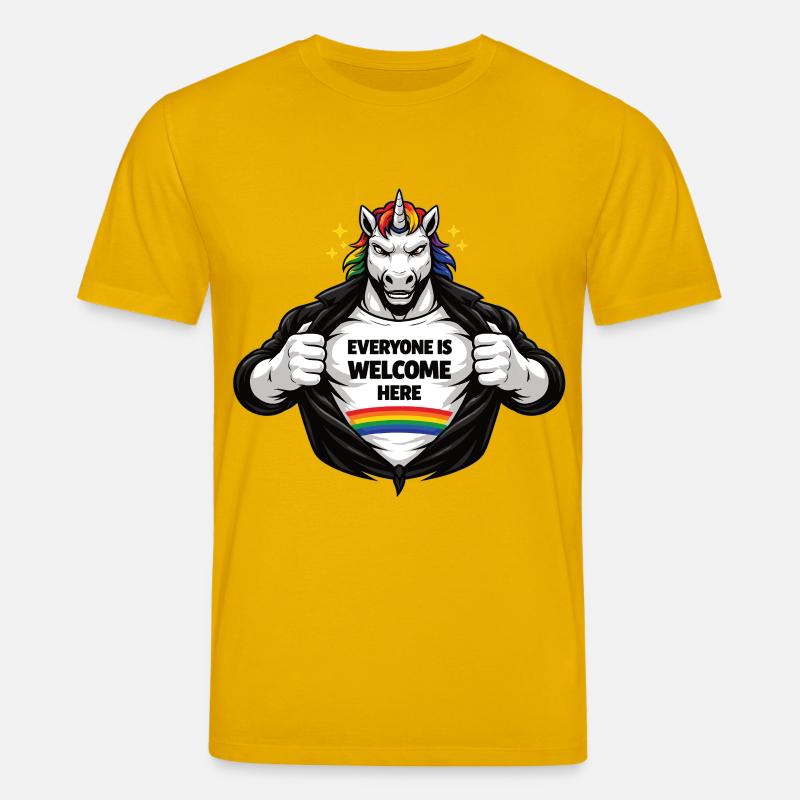 Design de déclaration arc-en-ciel Diversité & Respect - T-shirt bio CREATOR Stanley/Stella Unisexe - jaune spectre