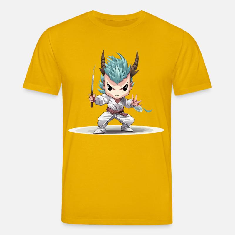 Guerrier Chibi avec Katana - T-shirt bio CREATOR Stanley/Stella Unisexe - jaune spectre