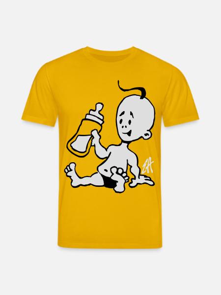 Baby with a milk bottle - Stanley/Stella CREATOR Unisex Organic T-Shirt - spectra yellow