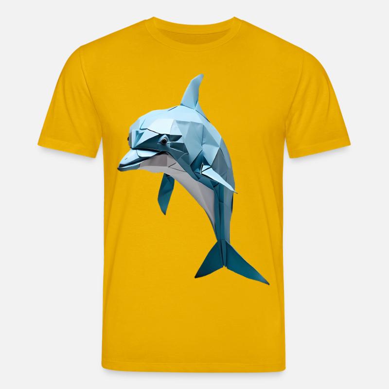 Blauer Low-Poly Delfin - Stanley/Stella Unisex Bio-T-Shirt CREATOR  - Spektralgelb